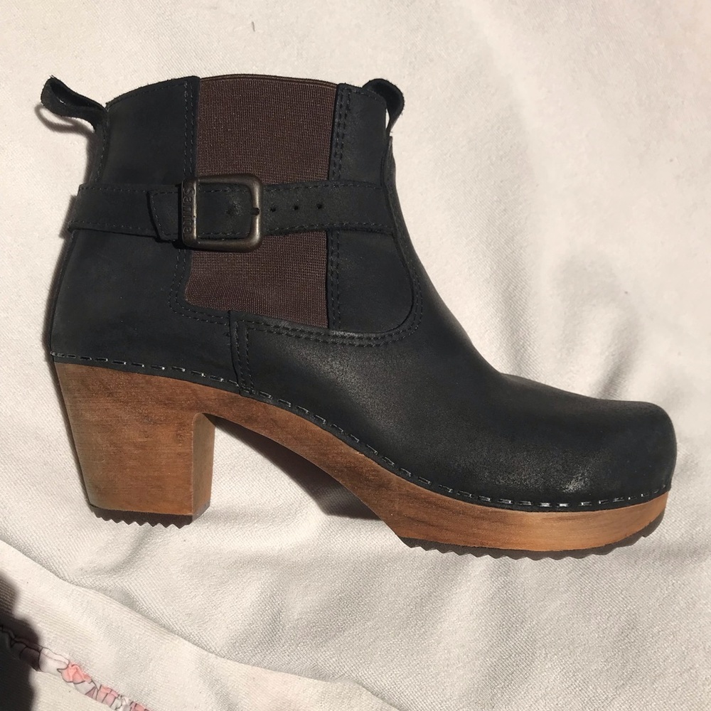 Sanita Booties platform wood leather size 37